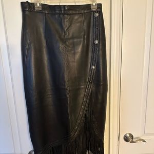 Black leather lamb skin long skirt. Size medium waist 30. No Rips or tears!!!
